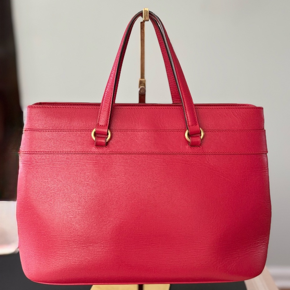 Red Gucci Horsebit 1955 Leather Tote Bag- - Picture 3 of 14